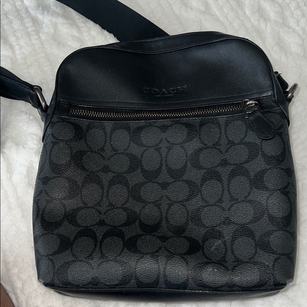Coach Signature Black Messenger Bag Houston Flight Bag Excellent Condition